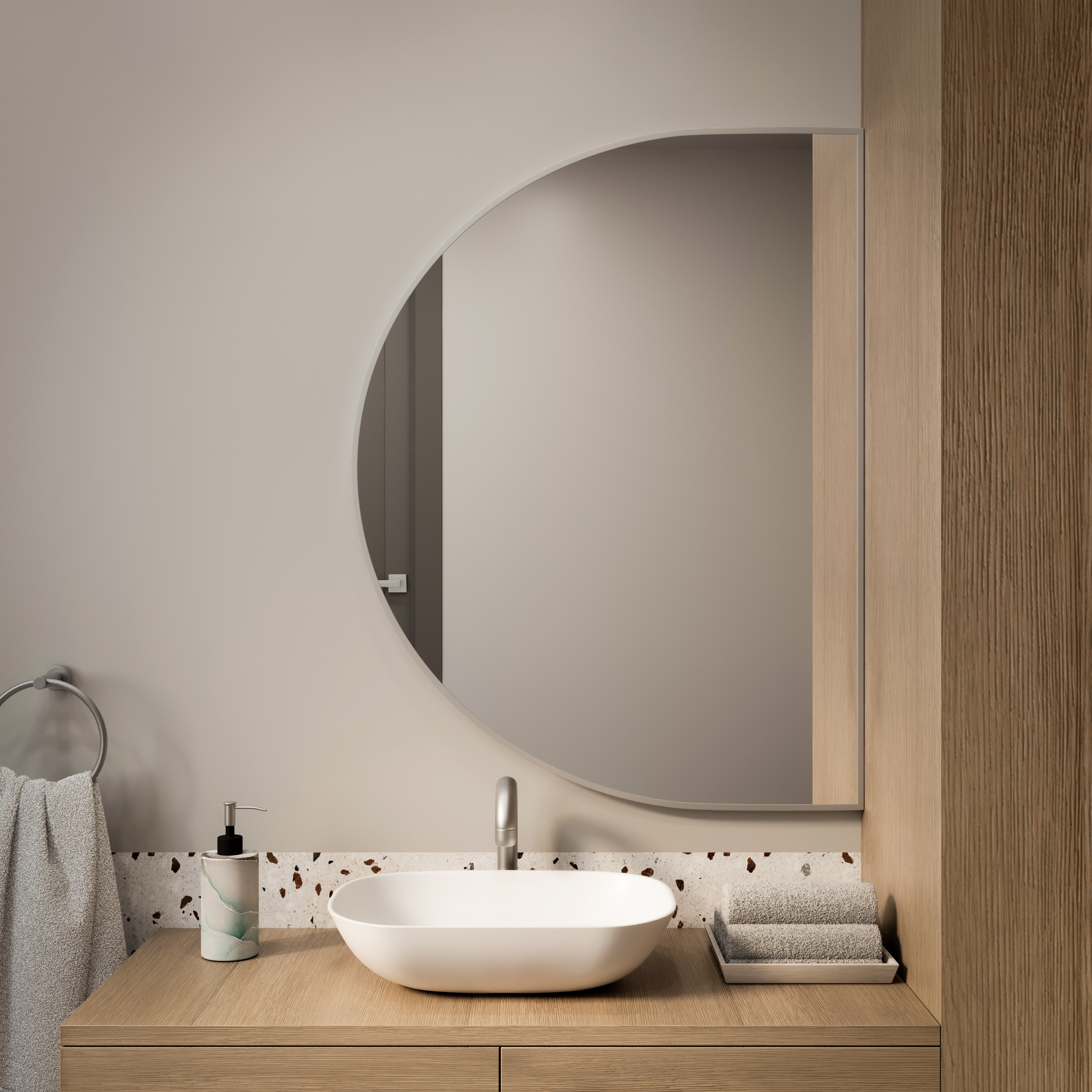 Baltica Design Tiny Border Semi Round lustro 120x70 cm srebrne