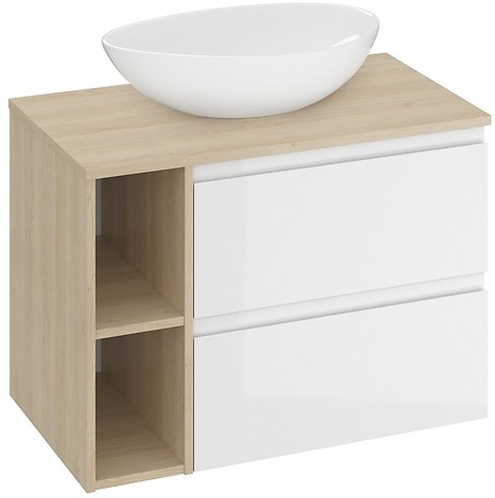 Cersanit Moduo SET B687 umywalka 56,5x36,5 cm nablatowa z szafką 80 cm biała/dąb S801-444 - Wysyłka w 24h