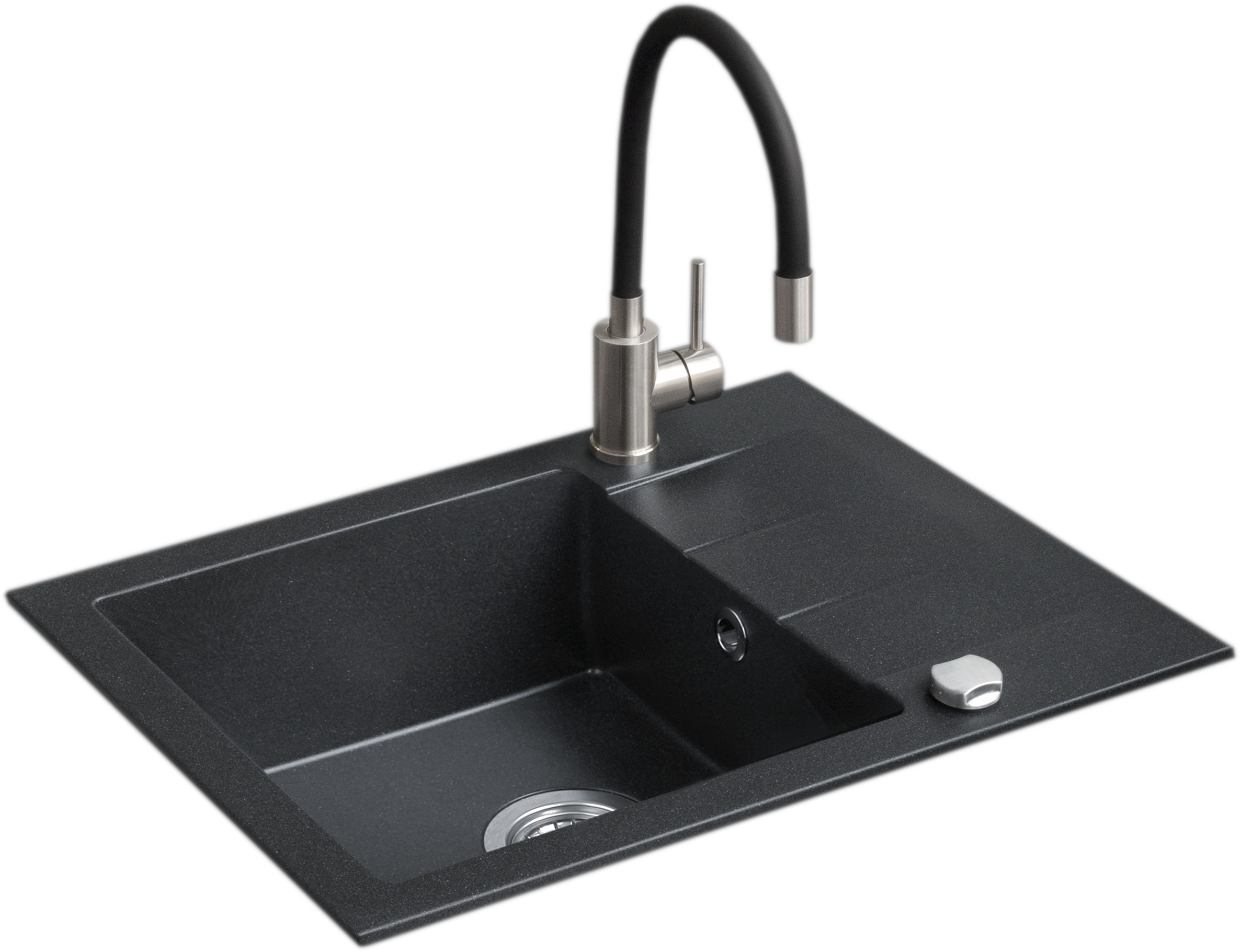 iceBerg Flex zlewozmywak z baterią 58x44 cm granitowy czarny ZZF1411ABFIX
