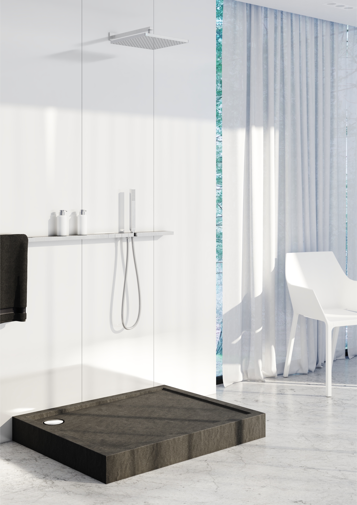 Schedline Cameron Black Stone brodzik 100x80 cm prostokątny czarny 3ST.C1P-80100/C/ST