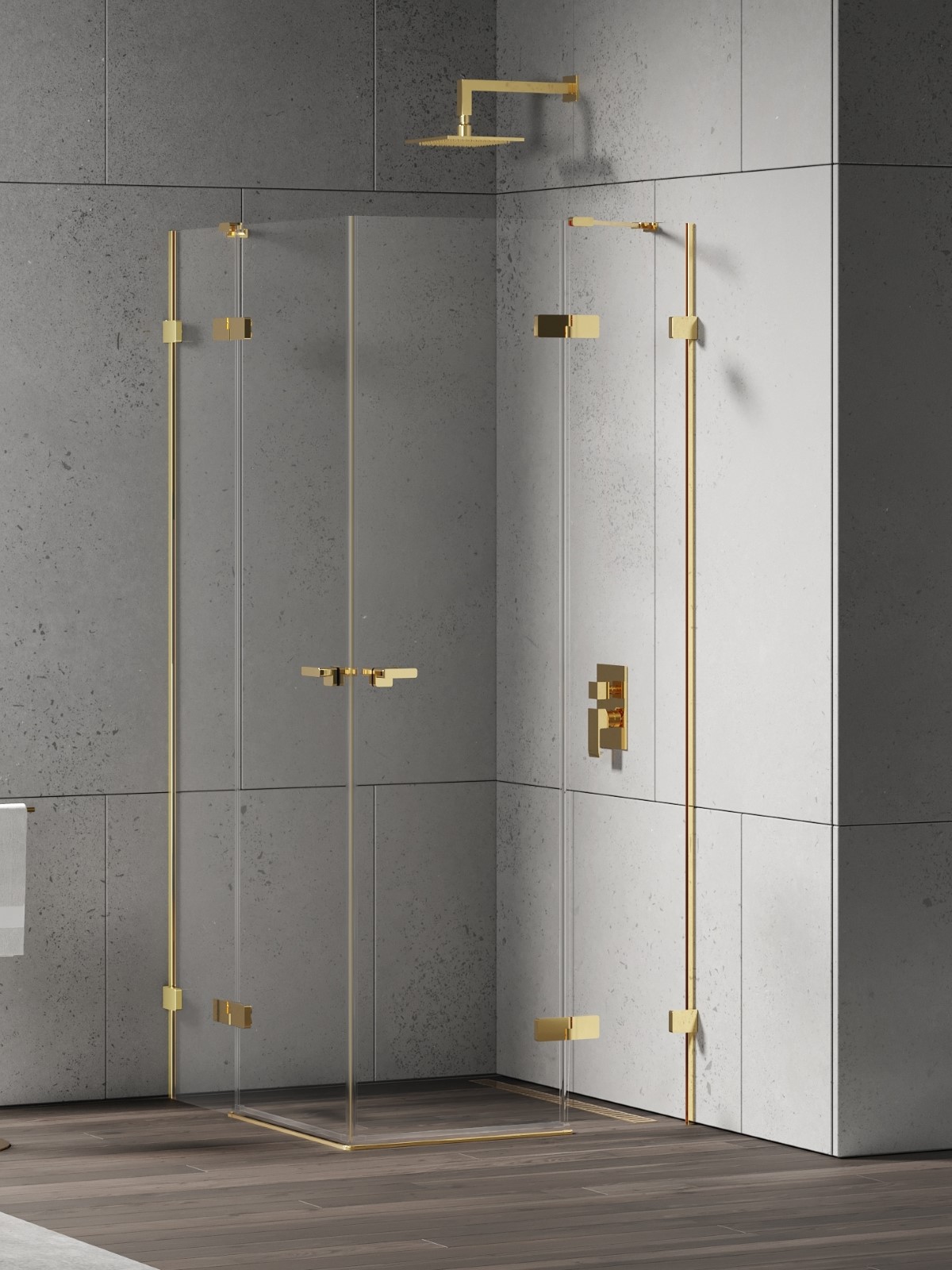 New Trendy Eventa Gold Shine kabina prysznicowa 90x120 cm prostokątna złoty połysk/szkło przezroczyste EXK-4758