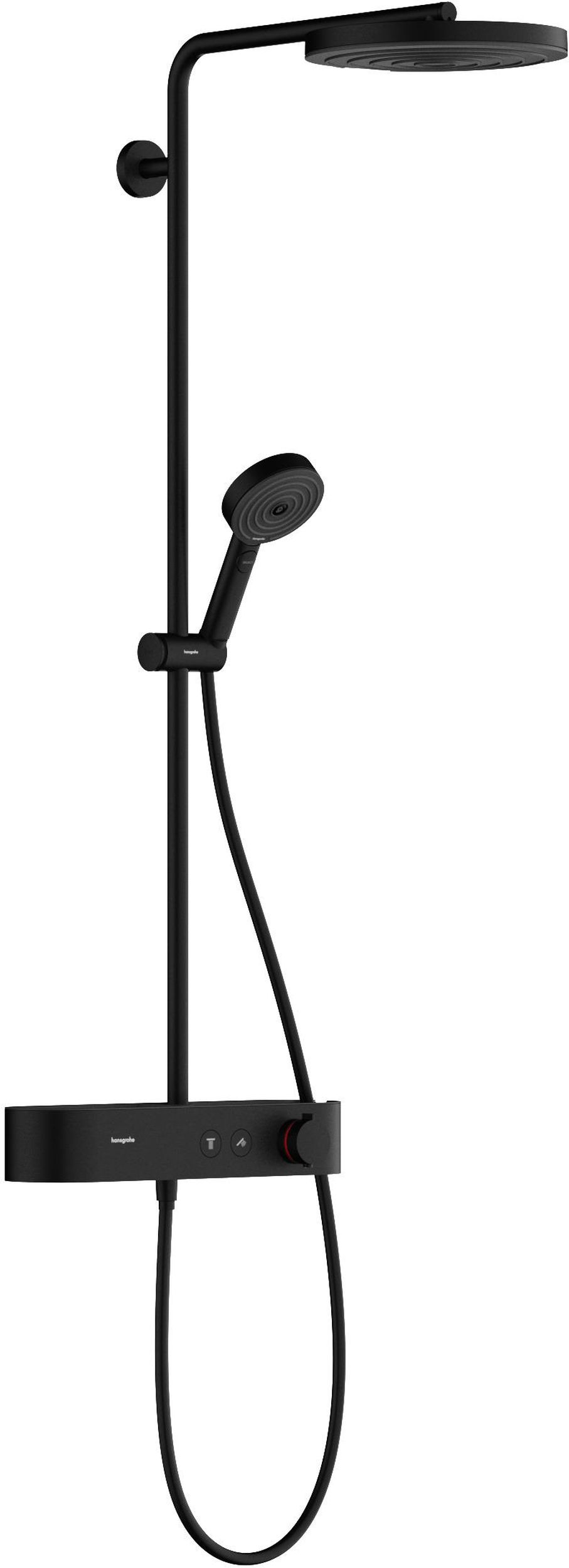 Hansgrohe Pulsify S ShowerTablet Select zestaw prysznicowy ścienny termostatyczny z deszczownicą czarny mat 24220670
