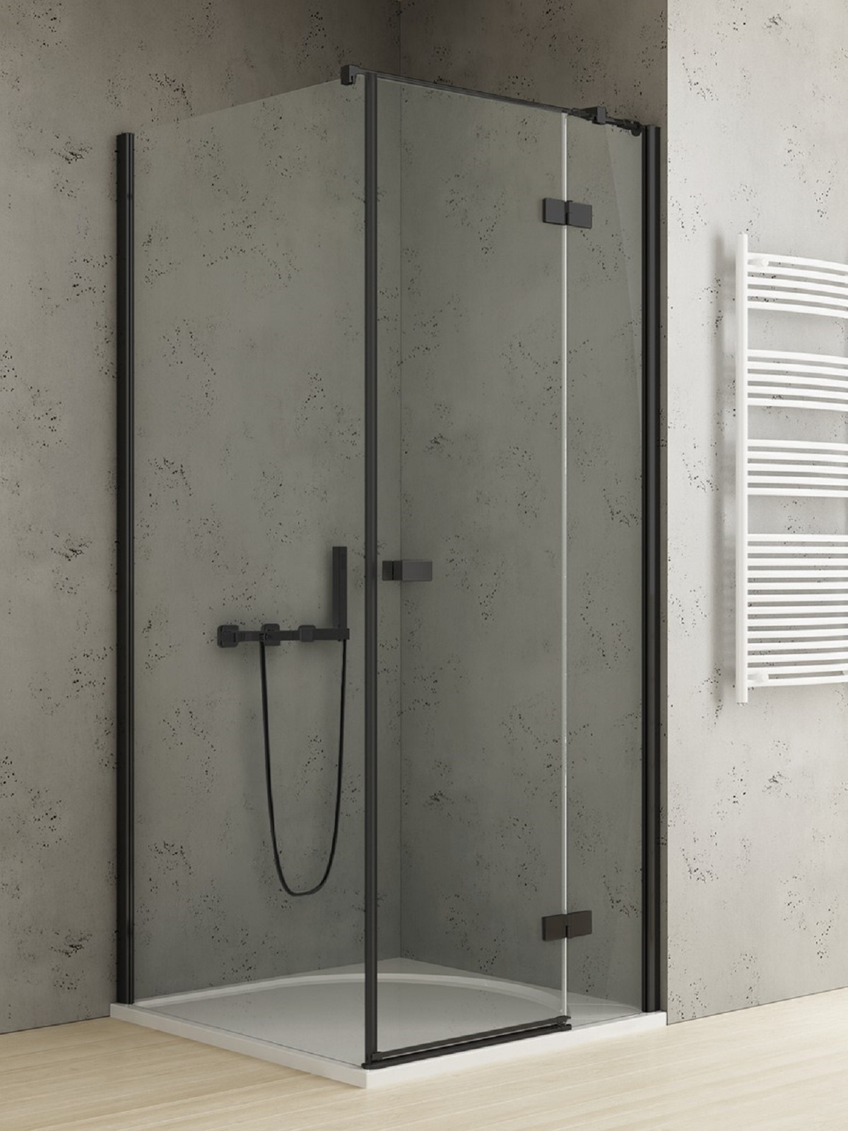 New Trendy Reflexa Black kabina prysznicowa 90x120 cm prostokątna prawa czarny mat/szkło przezroczyste EXK-4935