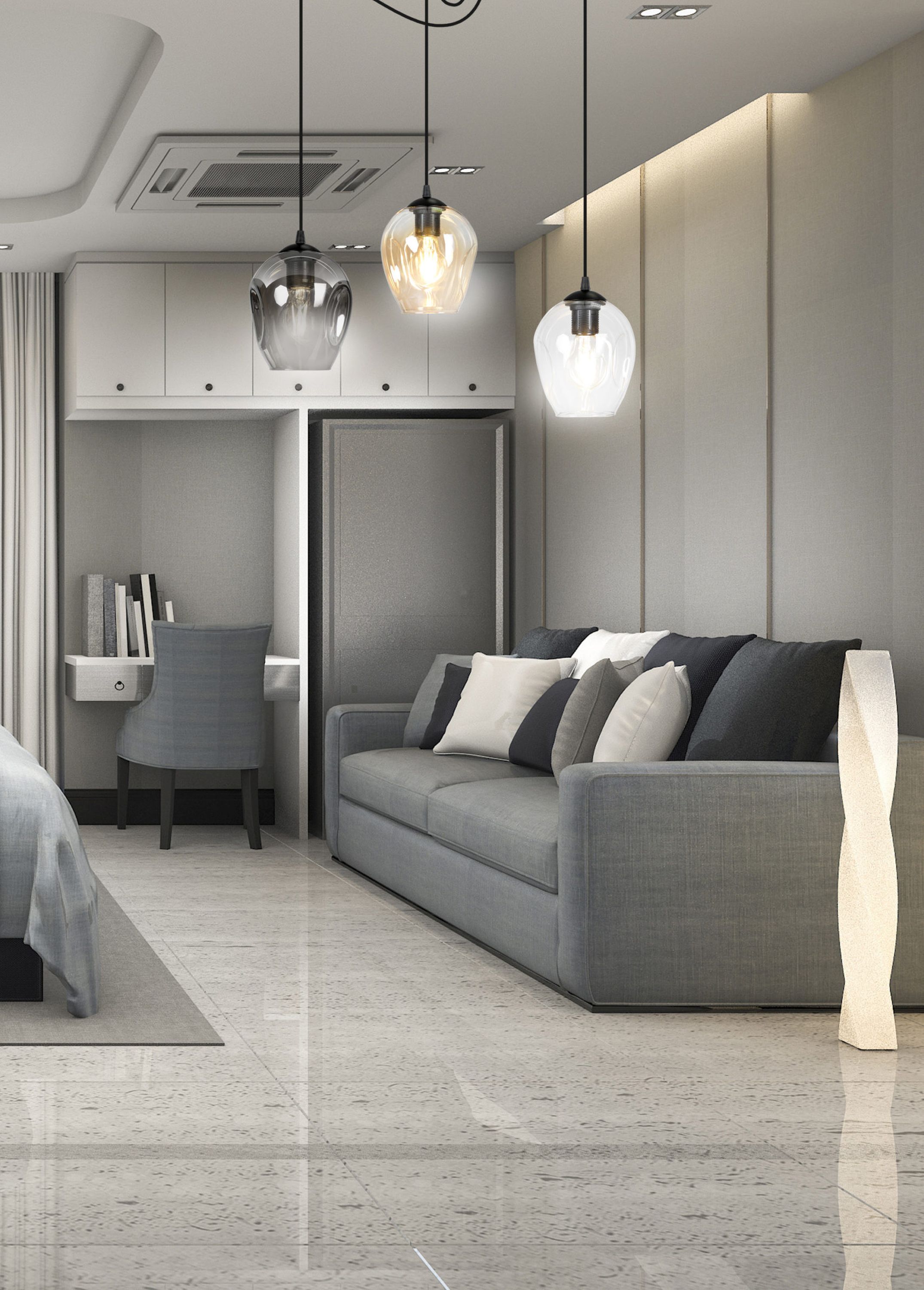 Emibig Level lampa wisząca 3x15 W czarna-przezroczysta-bursztynowa-grafitowa 759/3