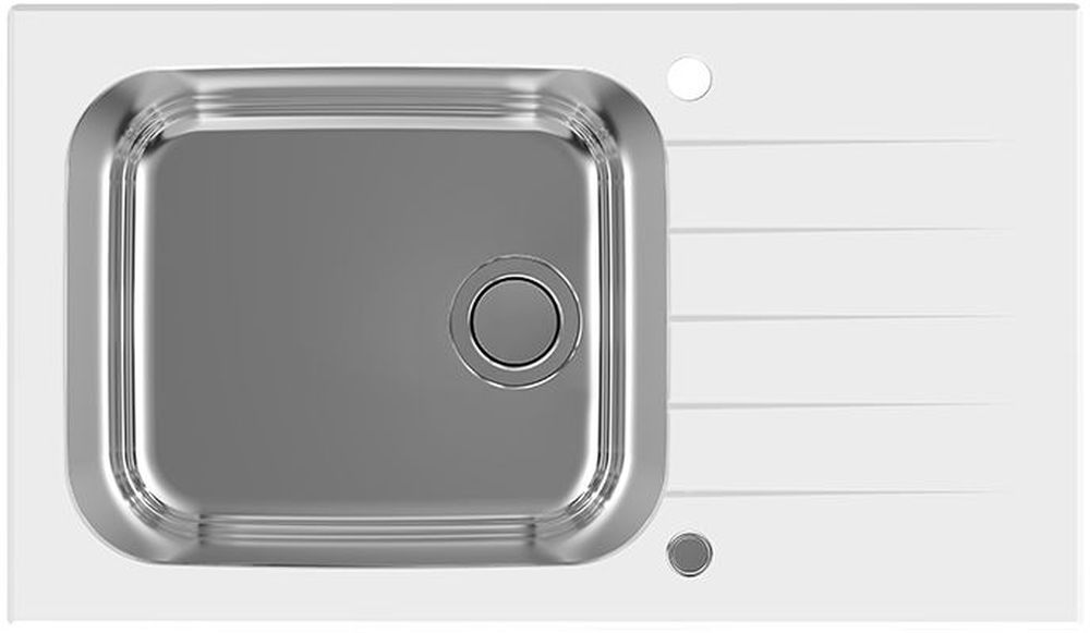Alveus Glassix 40 UP zlewozmywak szklano-stalowy 86x50 cm satyna/biały 1123644