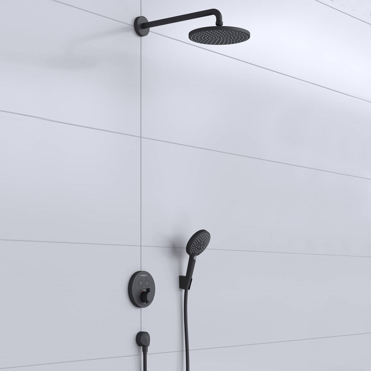 Hansgrohe Raindance S zestaw prysznicowy podtynkowy z deszczownicą czarny mat 27959670