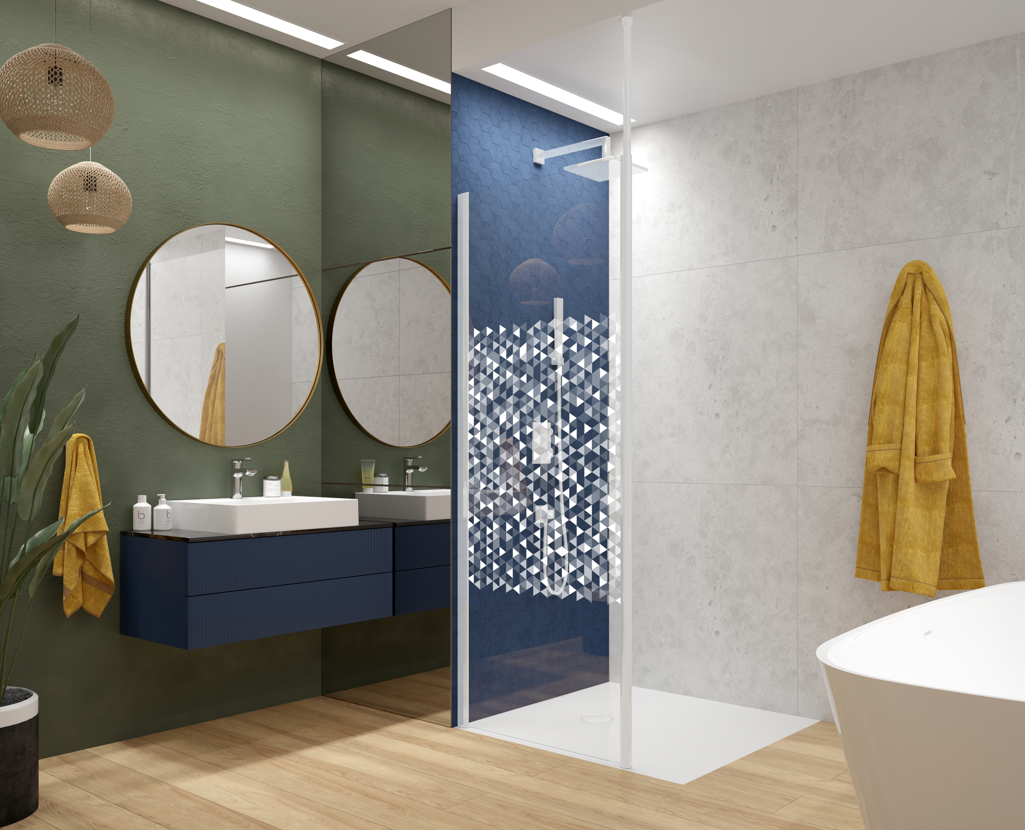Sanplast Exa Line ścianka prysznicowa walk-in 120 cm biały mat/szkło ze wzorem 600-540-1560-24-151