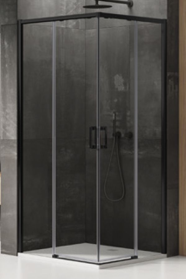 New Trendy Prime kabina prysznicowa 80x100 cm prostokątna czarny mat/szkło przezroczyste D-0312A/D-0317A