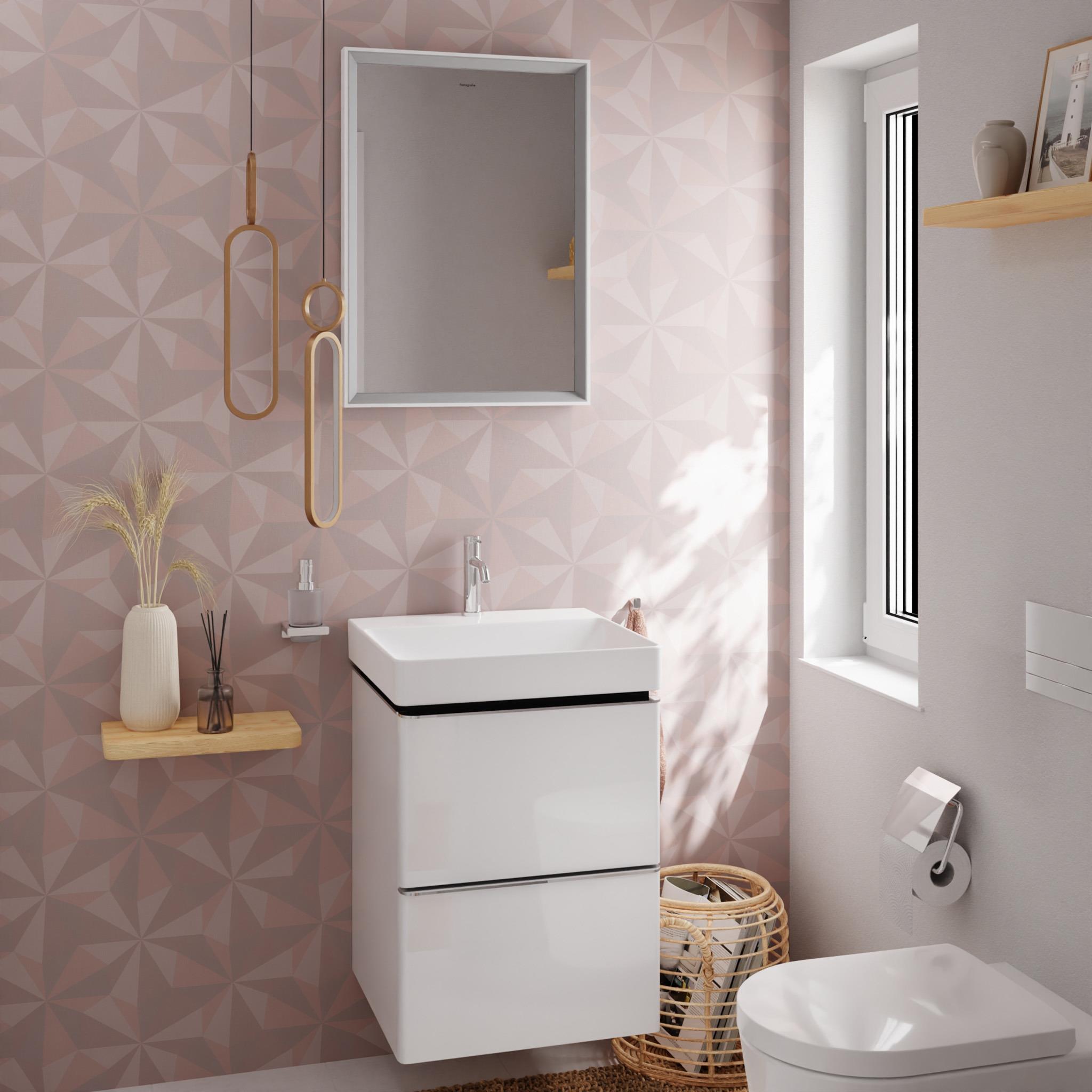 Hansgrohe Xelu Q szafka 48 cm podumywalkowa wisząca biały wysoki połysk/chrom 54019000