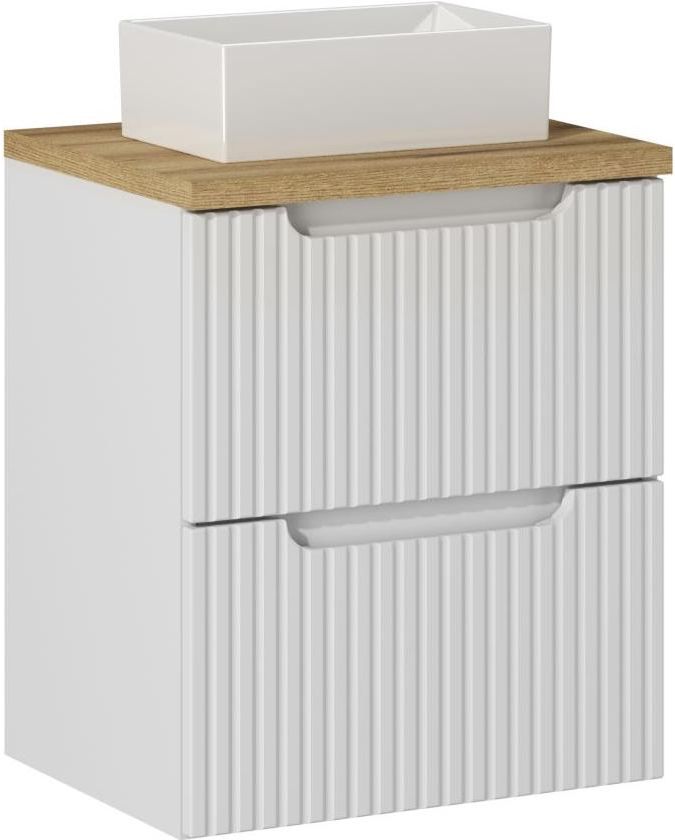 Zestaw meblowy Nova White szafka podumywalkowa 50 cm biała z blatem dąb i umywalką Gaja SET-NOW B OAK 50CM S UN GAJA 35 - Wysyłka w 24h