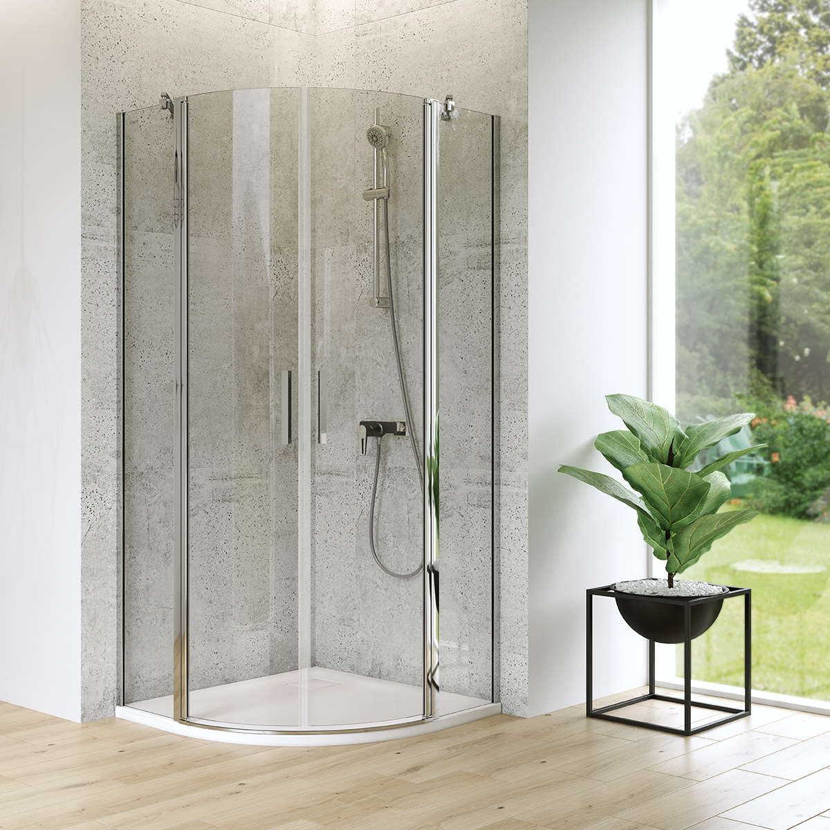 Cersanit Moduo kabina prysznicowa 90x90 cm półokrągła chrom/szkło przezroczyste S162-010 - Wysyłka w 24h