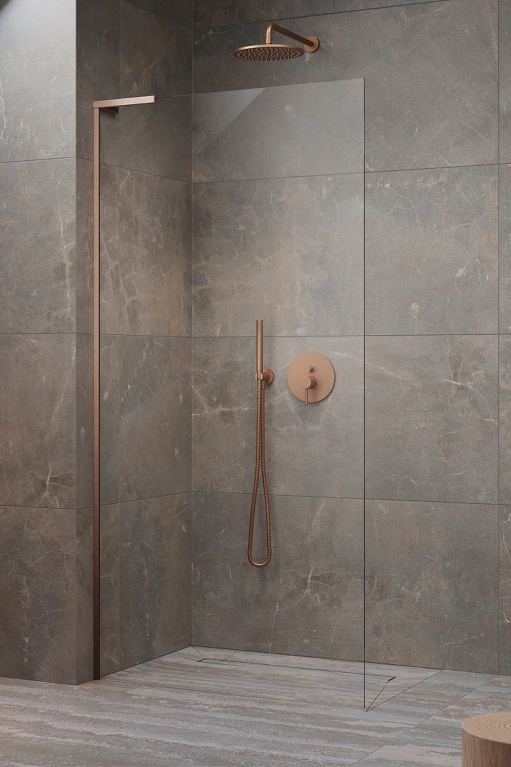 Radaway Modo SL Brushed Copper II Walk-In ścianka prysznicowa 120 cm lewa wolnostojąca miedź szczotkowana/szkło przezroczyste ...