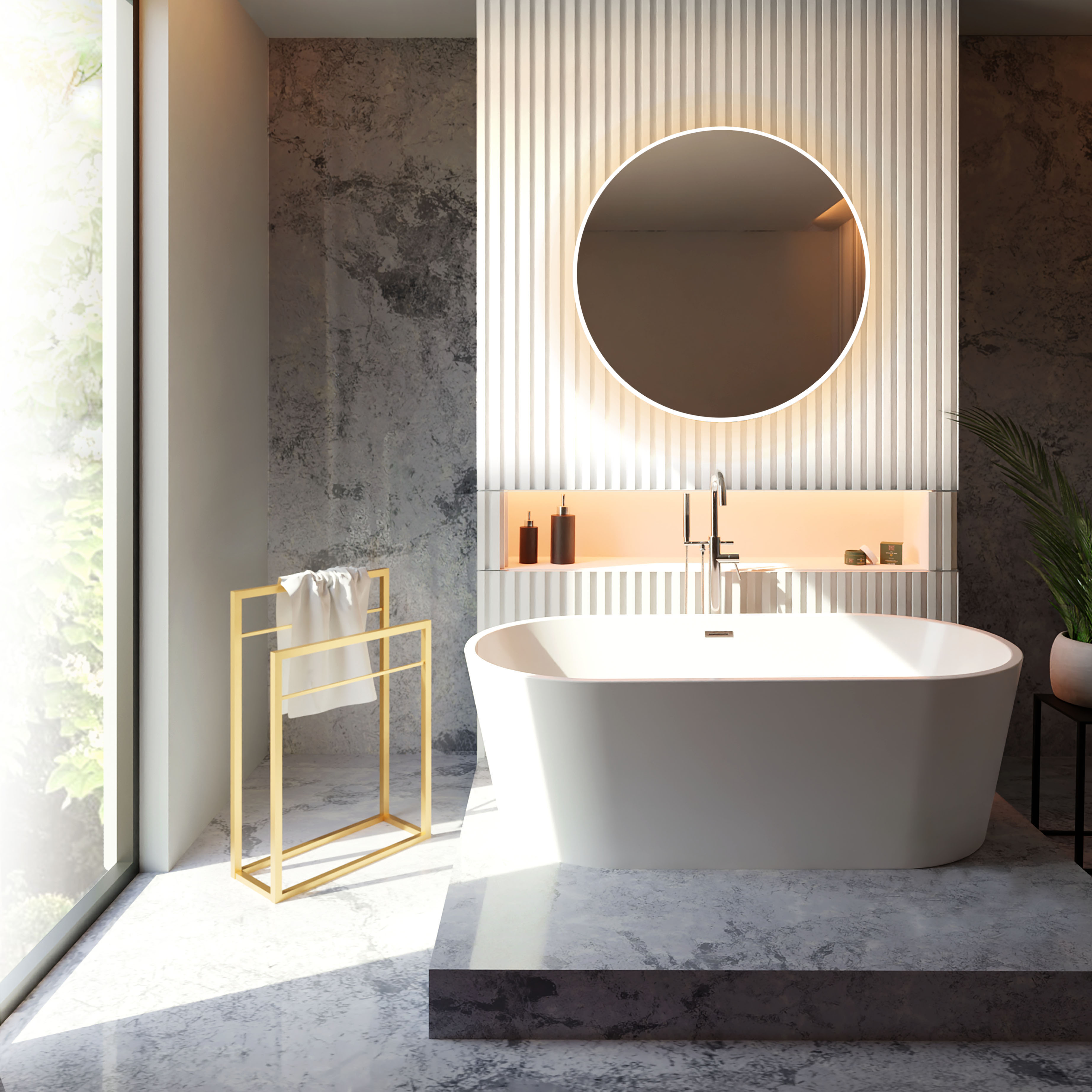 Baltica Design Frode Gold wieszak na ręczniki 50 cm stojący złoty półmat - Wysyłka w 24h