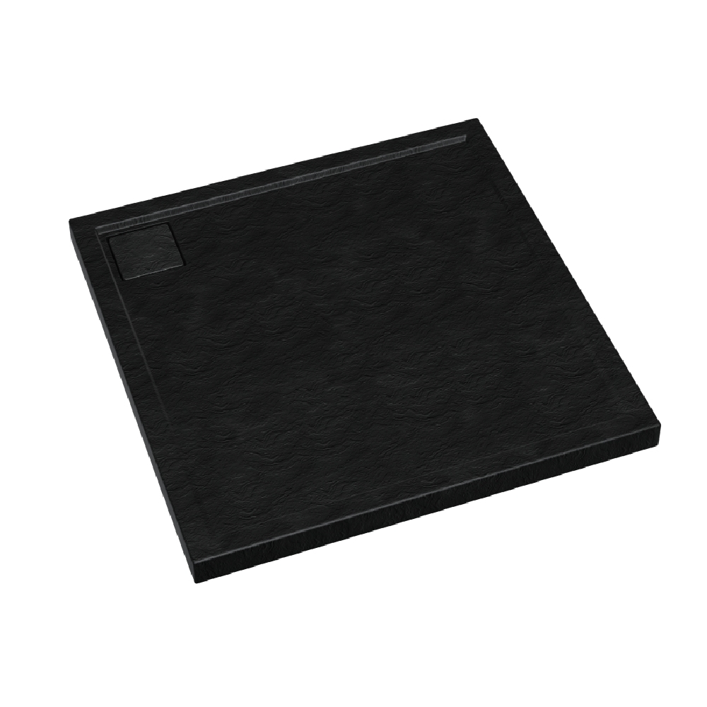 Schedpol Omega Black Stone brodzik 80x80 cm kwadratowy Stonicryl struktura czarnego kamienia 3.0458/C/ST