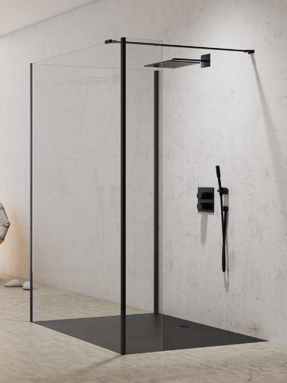 New Trendy New Modus Black ścianka prysznicowa walk-in 120 cm czarny mat/szkło przezroczyste EXK-5593
