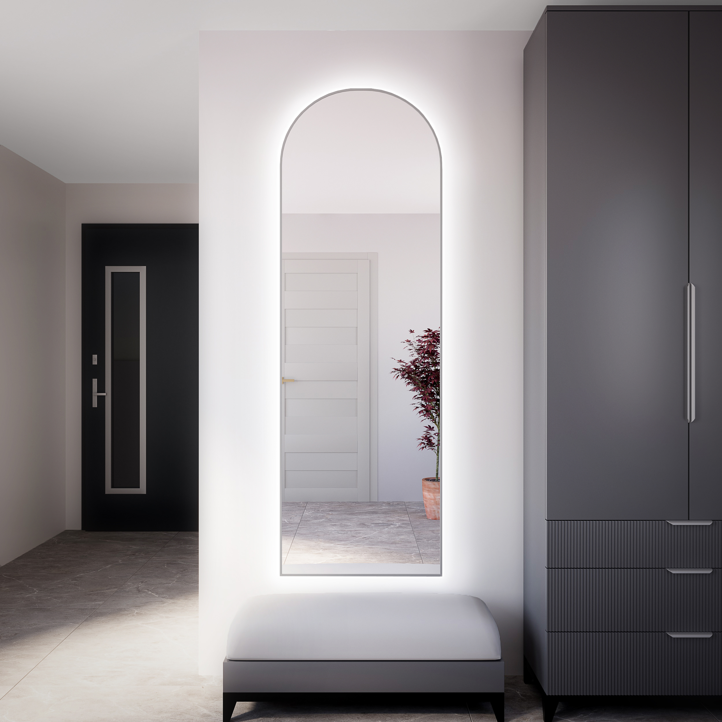 Baltica Design Tiny Border Pastille Cut LED lustro 50x120 cm srebrne barwa światła zimna