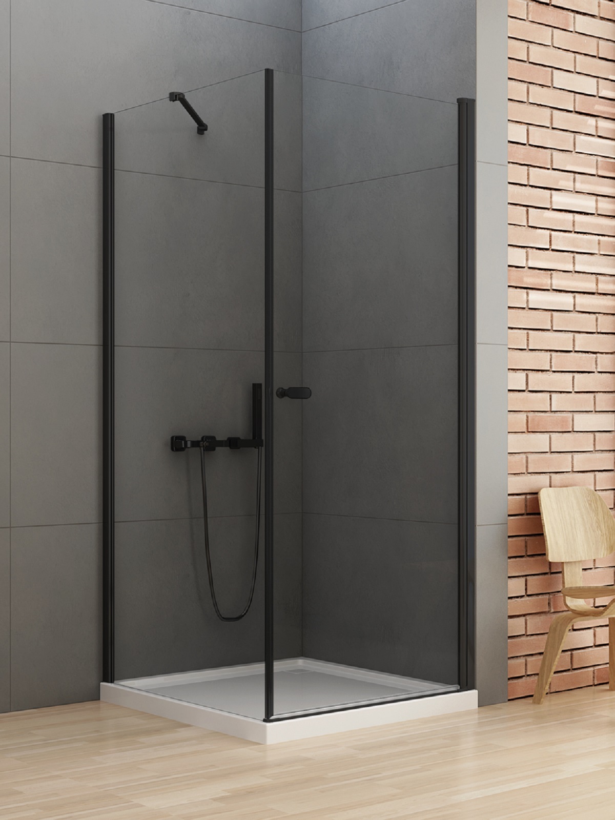 New Trendy New Soleo Black kabina prysznicowa 80x100 cm prostokątna czarny mat/szkło przezroczyste D-0230A/D-0116B