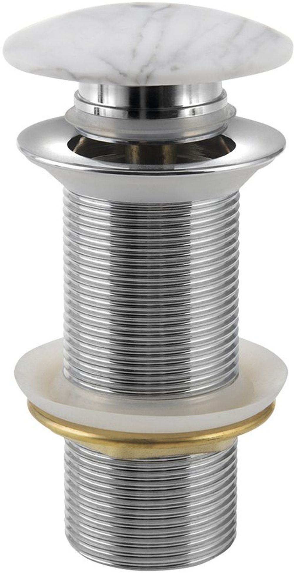 Sapho korek umywalkowy okrągły klik klak bez przelewu G 5/4" biały marmur mat 2401-941