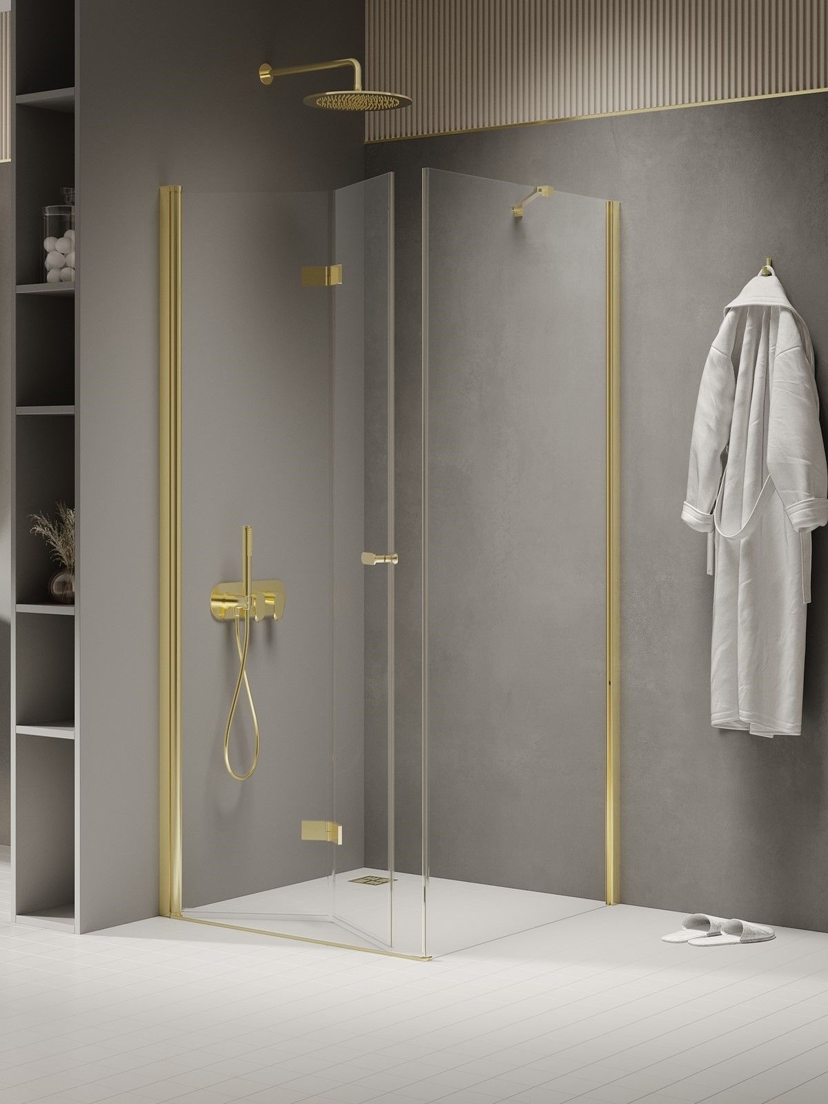 New Trendy New Soleo Light Gold kabina prysznicowa 80x100 cm prostokątna złoty połysk/szkło przezroczyste K-1904