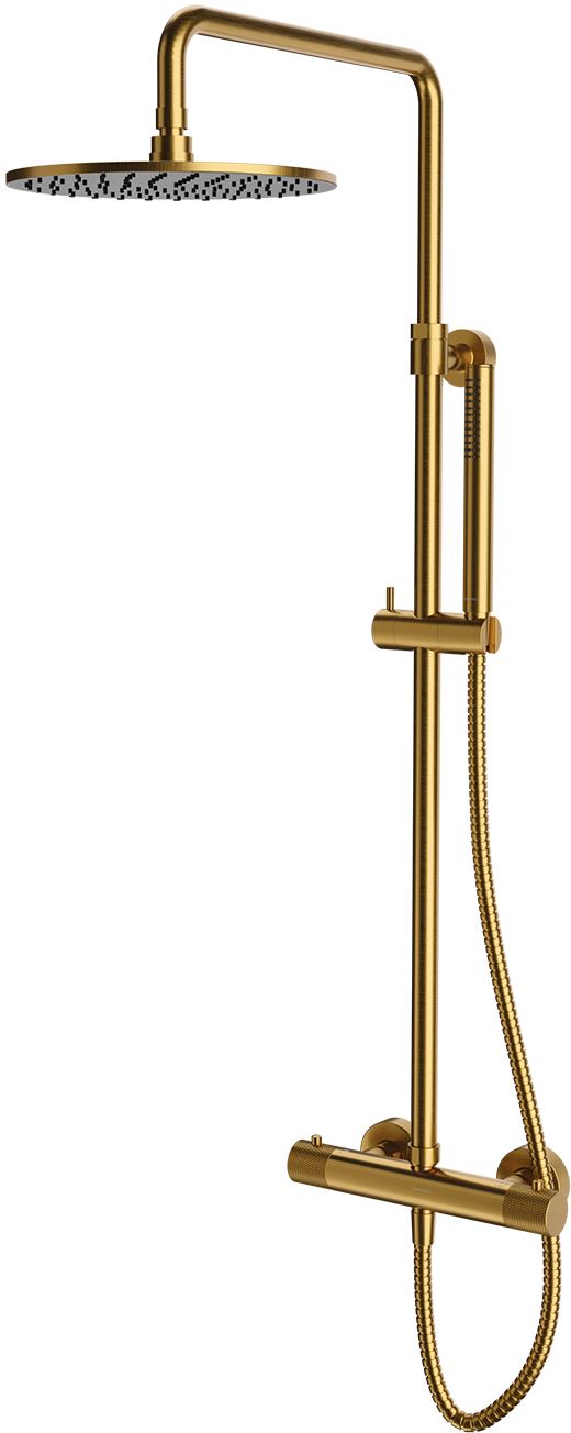 Omnires Contour zestaw prysznicowy ścienny termostatyczny złoty szczotkowany CT8044GLB