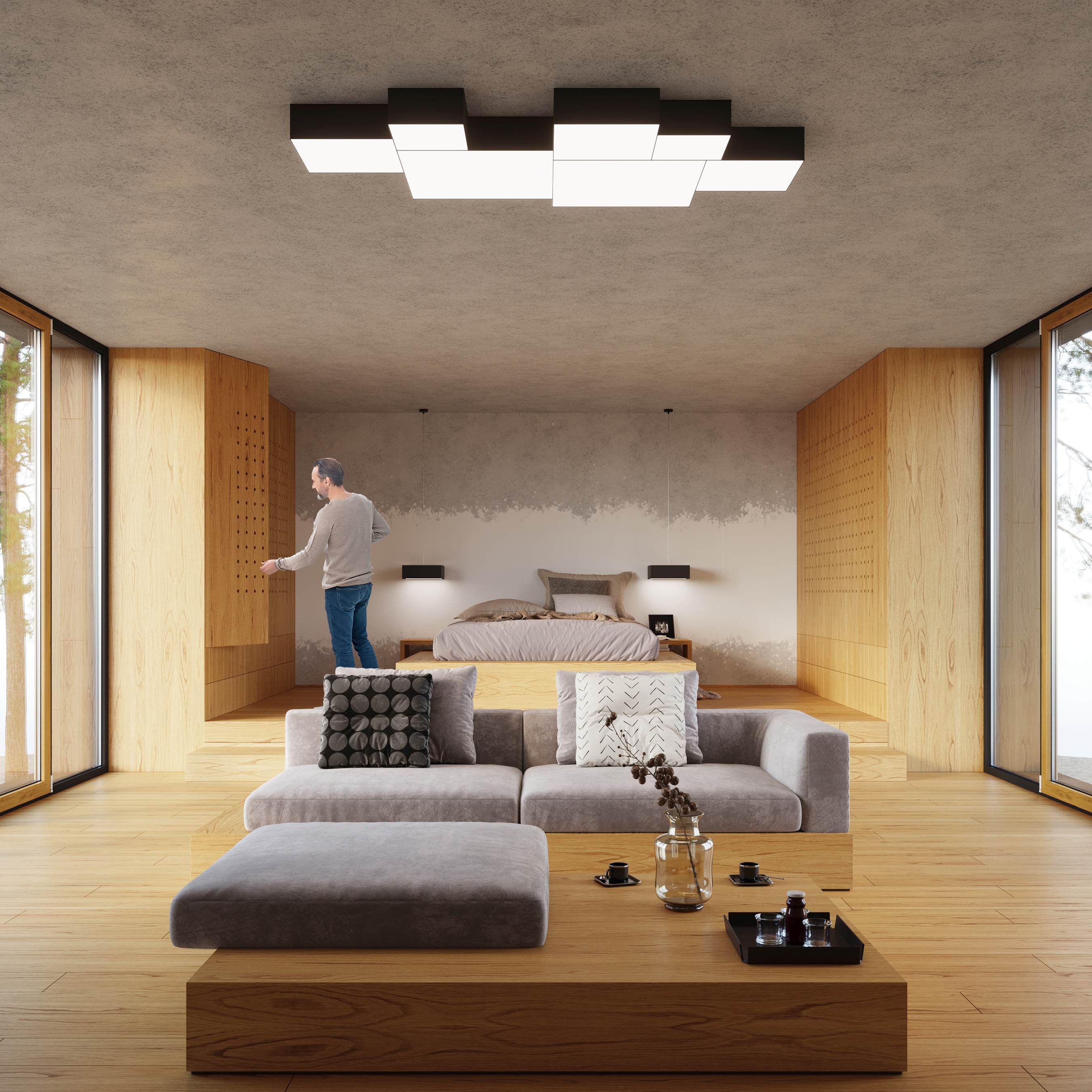 Sollux Lighting Horus plafon 4x60W czarny SL.0920