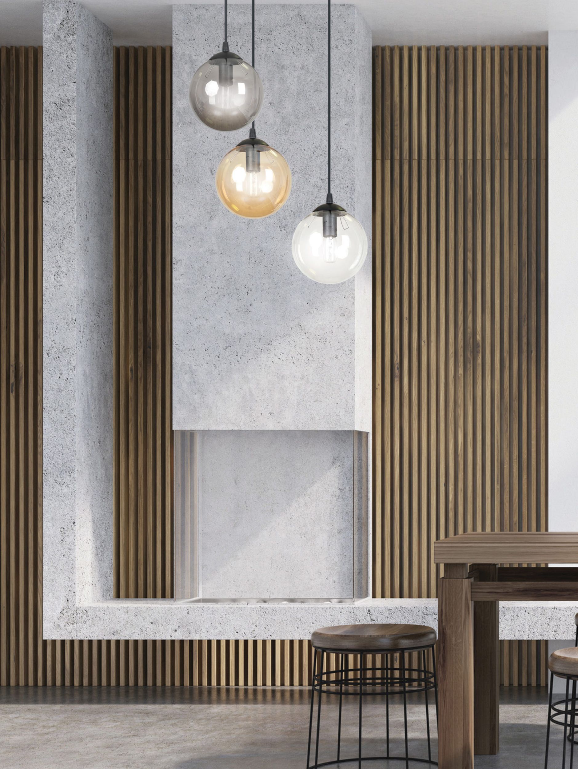 Emibig Cosmo lampa wisząca 3x10 W czarna-przezroczysta-bursztynowa-grafitowa 714/3PREM
