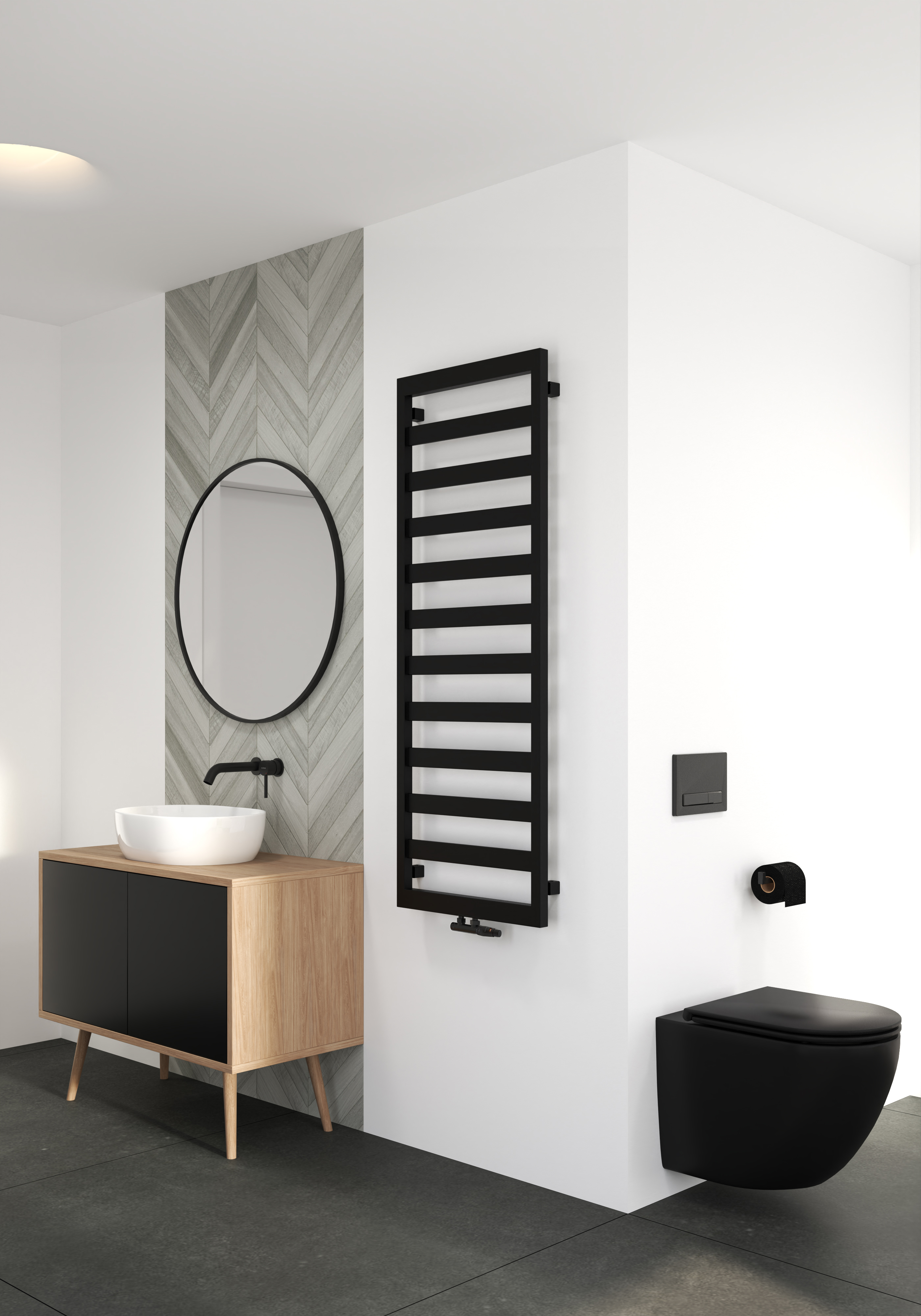 Oltens Benk grzejnik łazienkowy 139x50 cm czarny mat 55006300 - Wysyłka w 24h