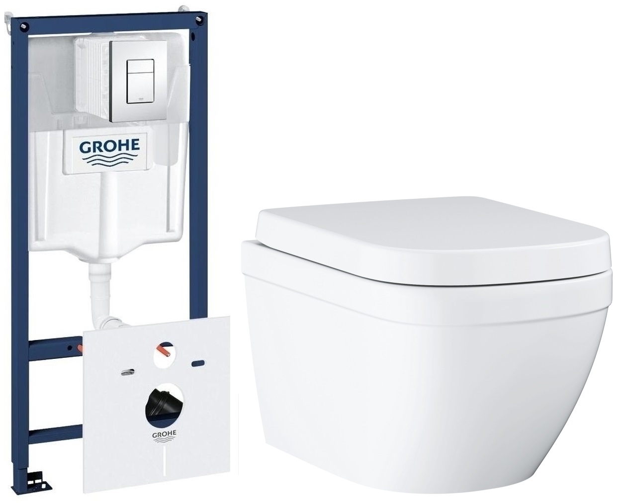 Grohe Euro Ceramic zestaw podtynkowy stelaż 5w1 z miską WC i deską wolnoopadającą (38827000, 39693000) - Wysyłka w 24h