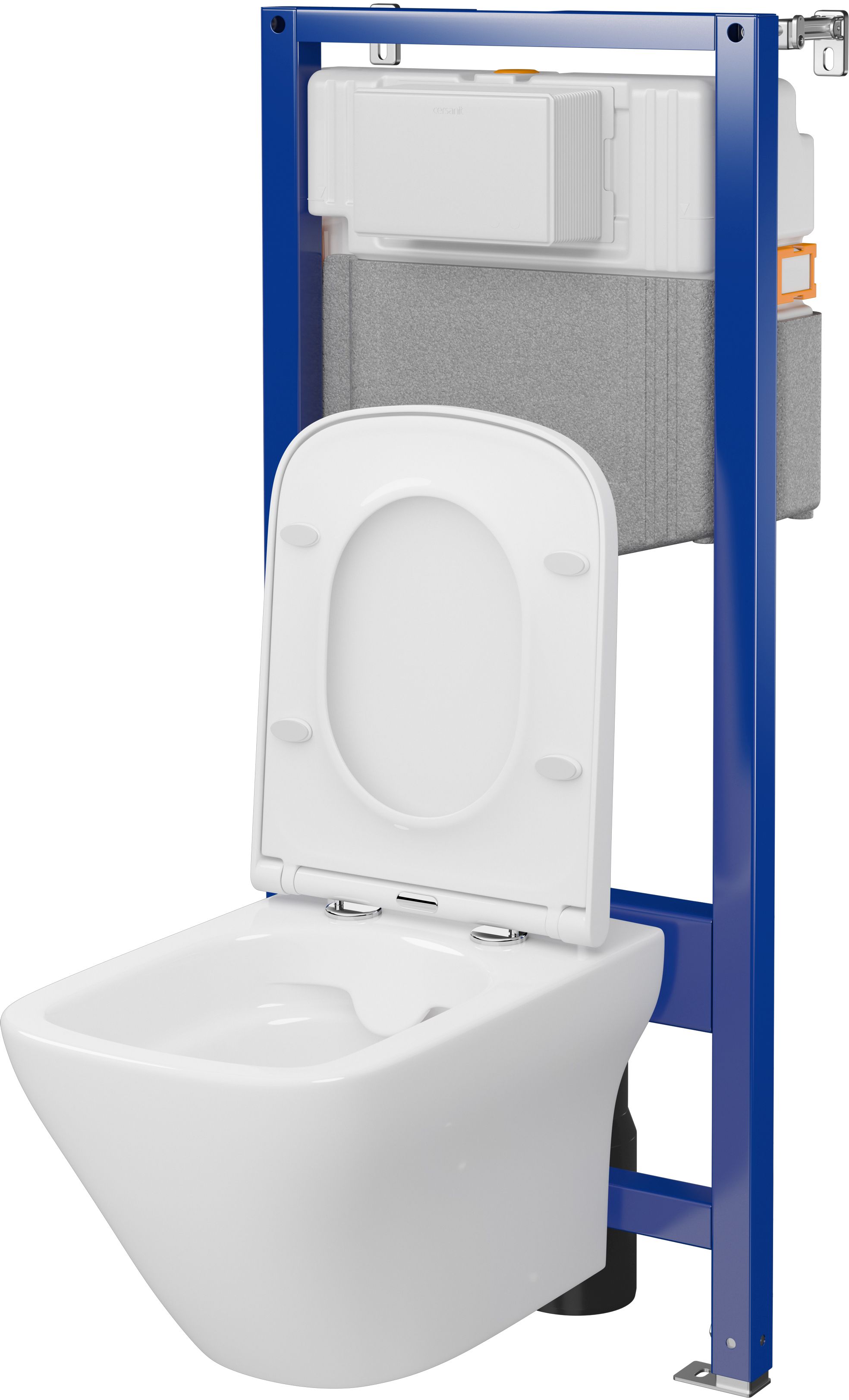 Zestaw Cersanit Larga Square miska WC CleanOn z deską wolnoopadającą i stelaż podtynkowy Aqua 2.0 S701-802