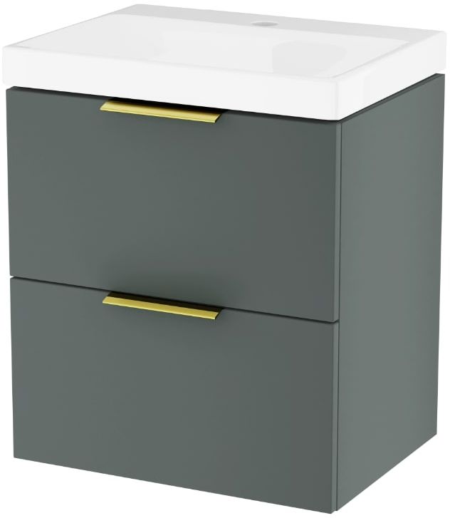 Zestaw Excellent Blanko umywalka z szafką 50 cm i uchwytami meblowymi zielony mat/biały/złoty połysk MLEX.6317.KPL.490.GNGL - Wysyłka w 24h