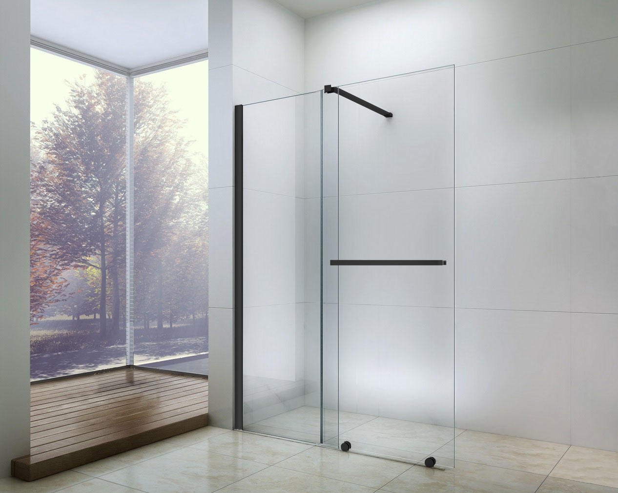 Rea Cortis Black ścianka prysznicowa Walk-In 120 cm czarny półmat/szkło przezroczyste REA-K8880
