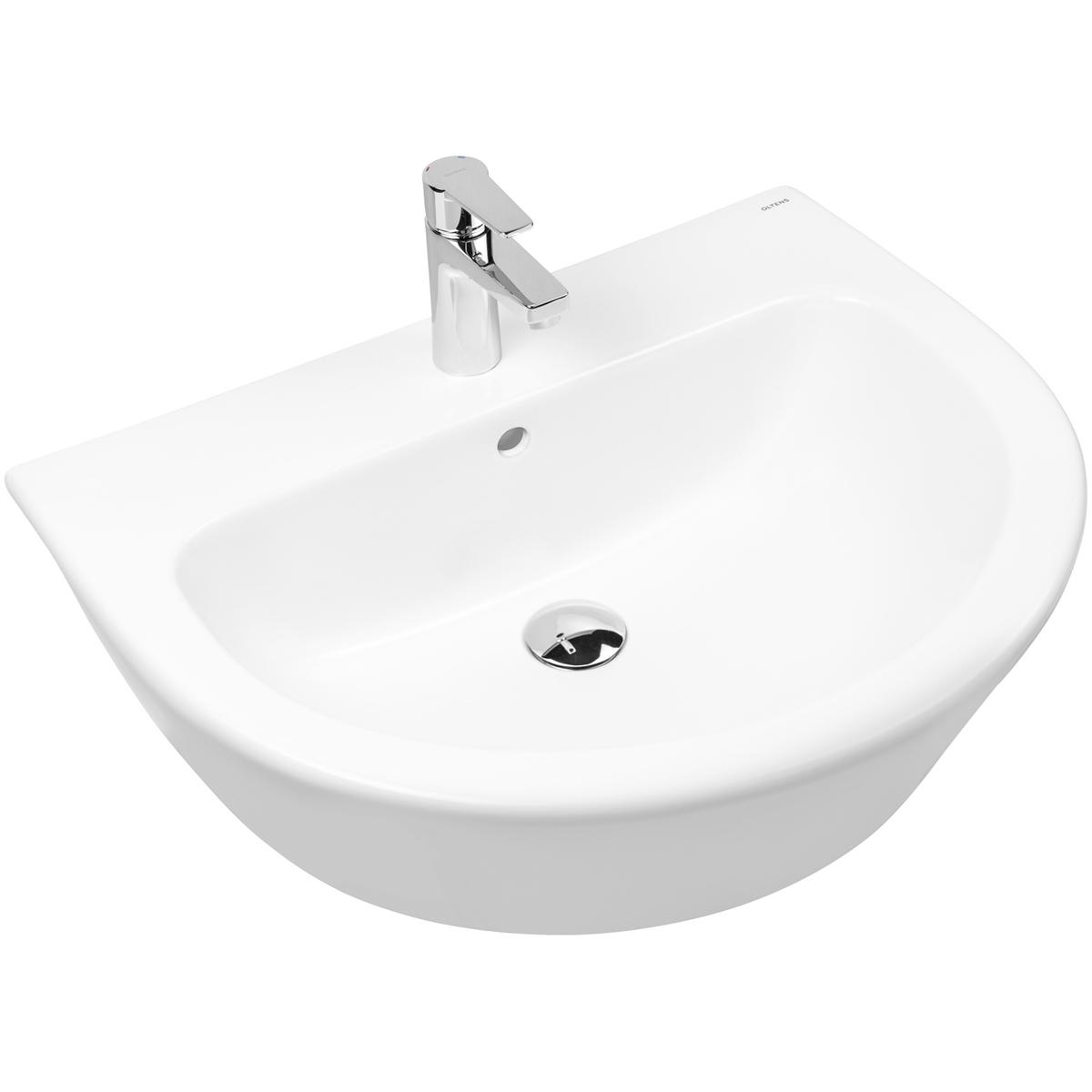 Oltens Jog umywalka 61x49 cm półokrągła ścienna biała 41001000 - Wysyłka w 24h