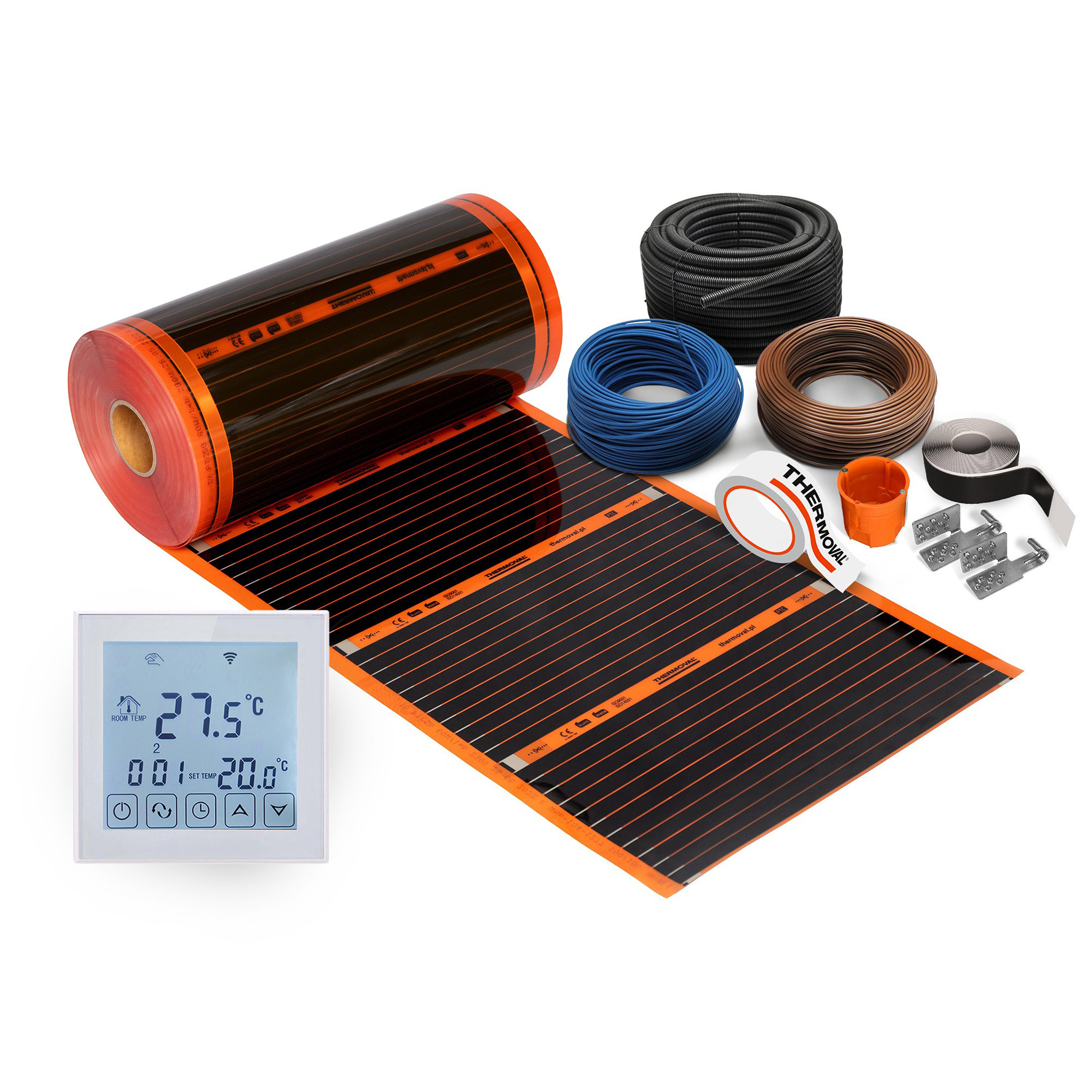 Thermoval PTC folia grzewcza 16 m2 120W/m2 z akcesoriami i termoregulatorem TVT 31 WIFI białym