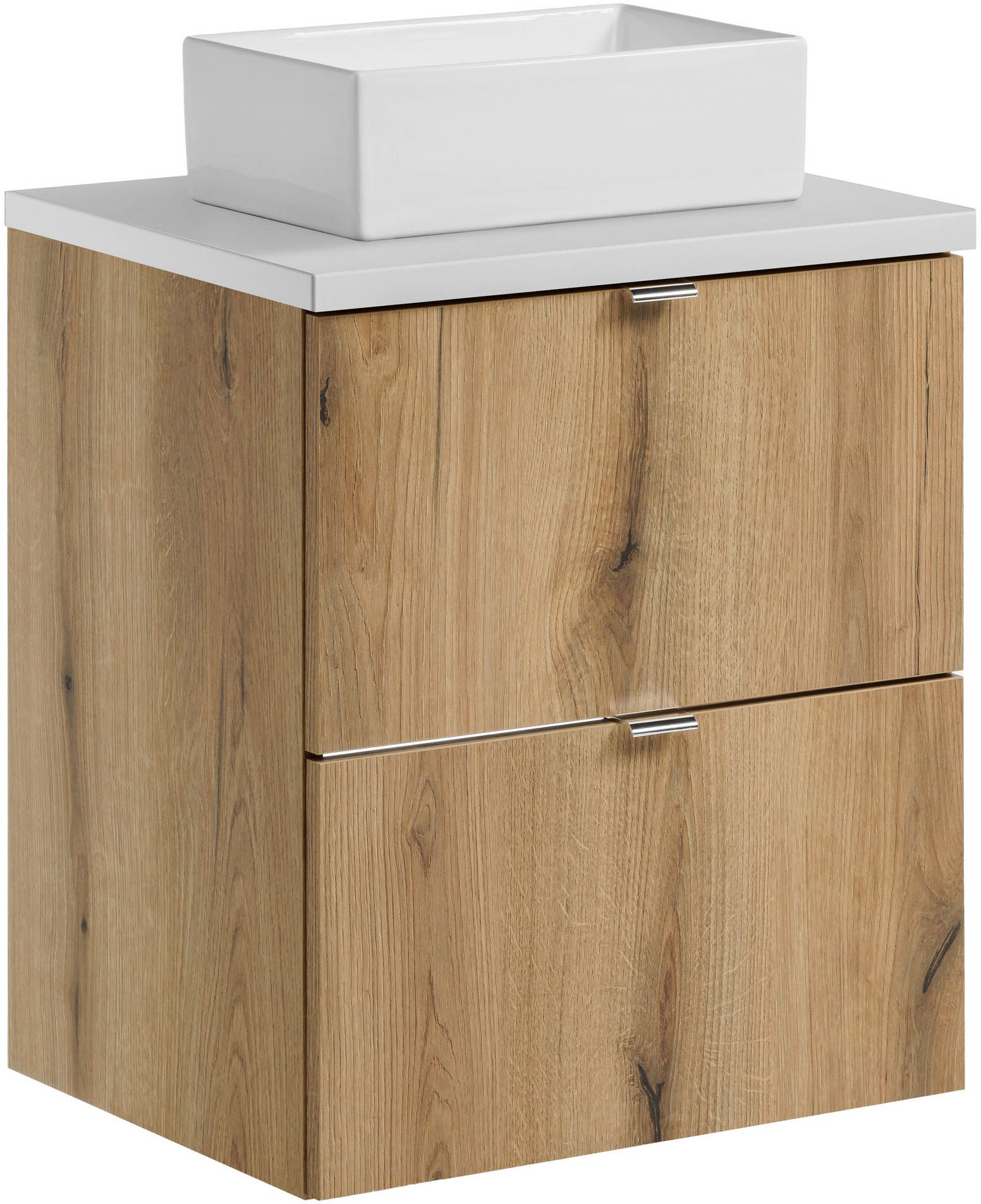 Zestaw meblowy Nova Oak szafka podumywalkowa 50 cm dąb z blatem białym i umywalką Gaja SET-NOA B WHITE 50CM S UN GAJA 35 SW