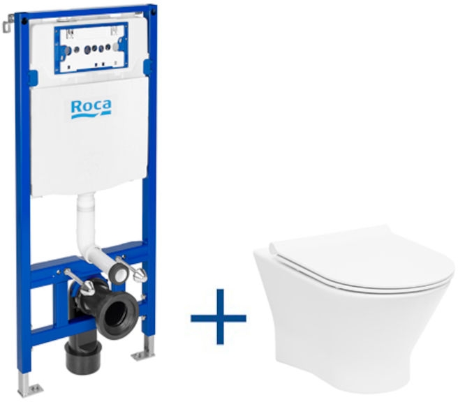 Roca Nexo miska WC wisząca Rimless z deską wolnoopadającą slim i stelaż podtynkowy Duplo One A893104460 - Wysyłka w 24h