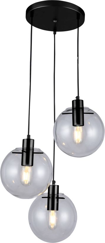 Light Prestige Puerto lampa wisząca 3x40W czarna/przezroczysta LP-004/3PBK