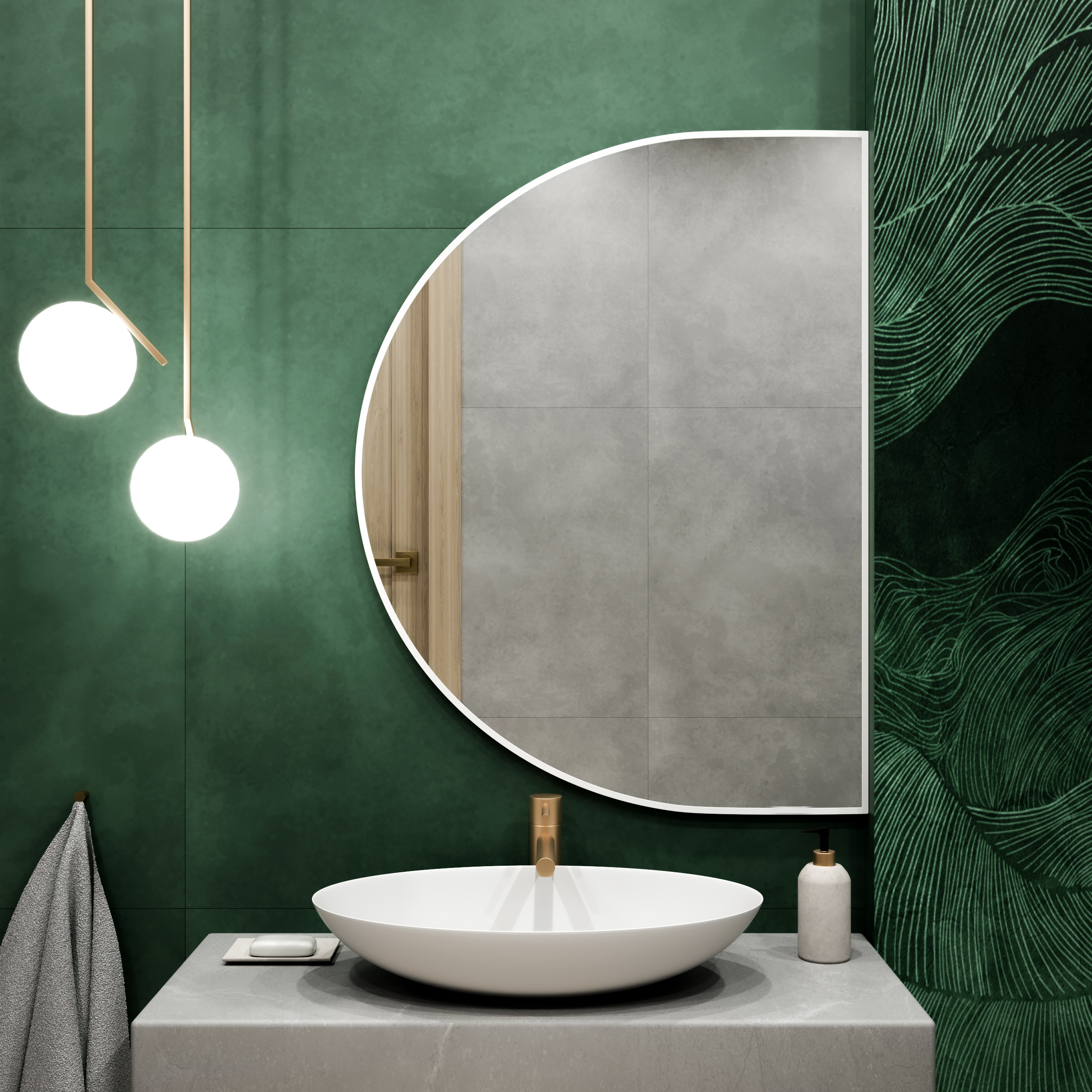 Baltica Design Tiny Border Semi Round lustro 120x70 cm białe