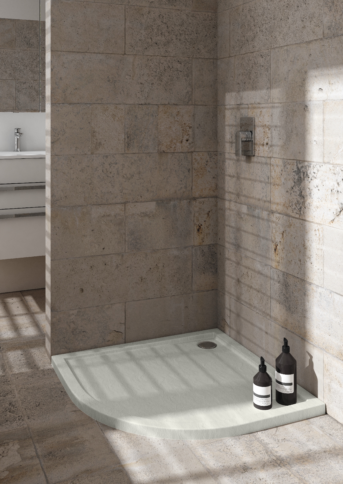 Schedpol Caspar New Cement Stone brodzik 80x80 cm półokrągły cement 3.2333/CT/ST