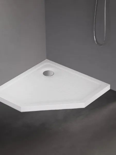 New Trendy Mild Stone brodzik 90x90 cm pięciokątny biały B-0540 - Wysyłka w 24h