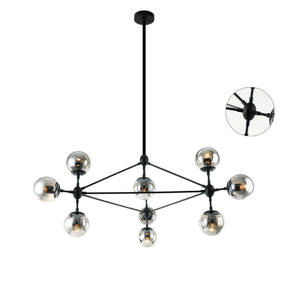 Orlicki Design Bao lampa podsufitowa x8 W czarna-przydymiona OR80056