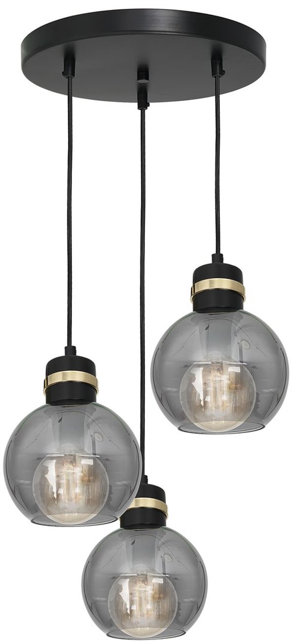 Milagro Omega lampa wisząca 3x60W czarno/złota/szkło dymione MLP6533
