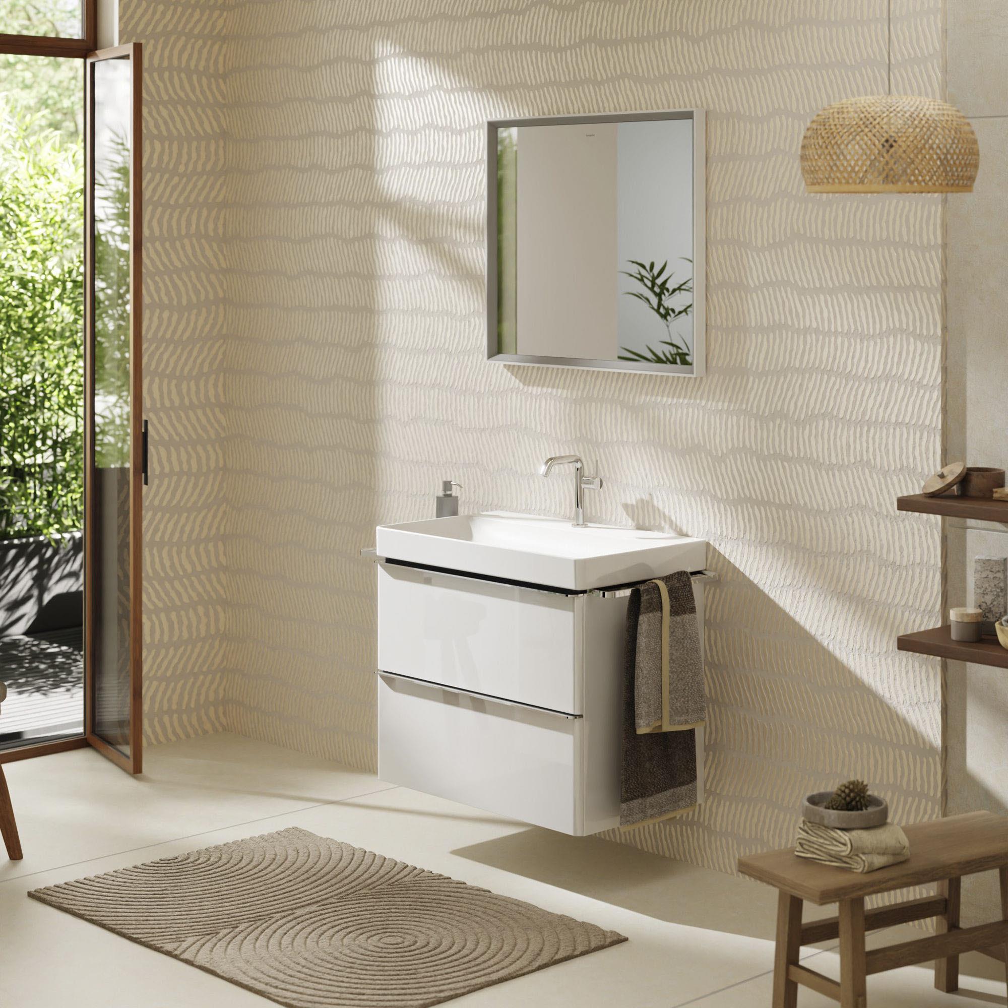 Hansgrohe Xelu Q szafka 78 cm podumywalkowa wisząca biały wysoki połysk/chrom 54027000