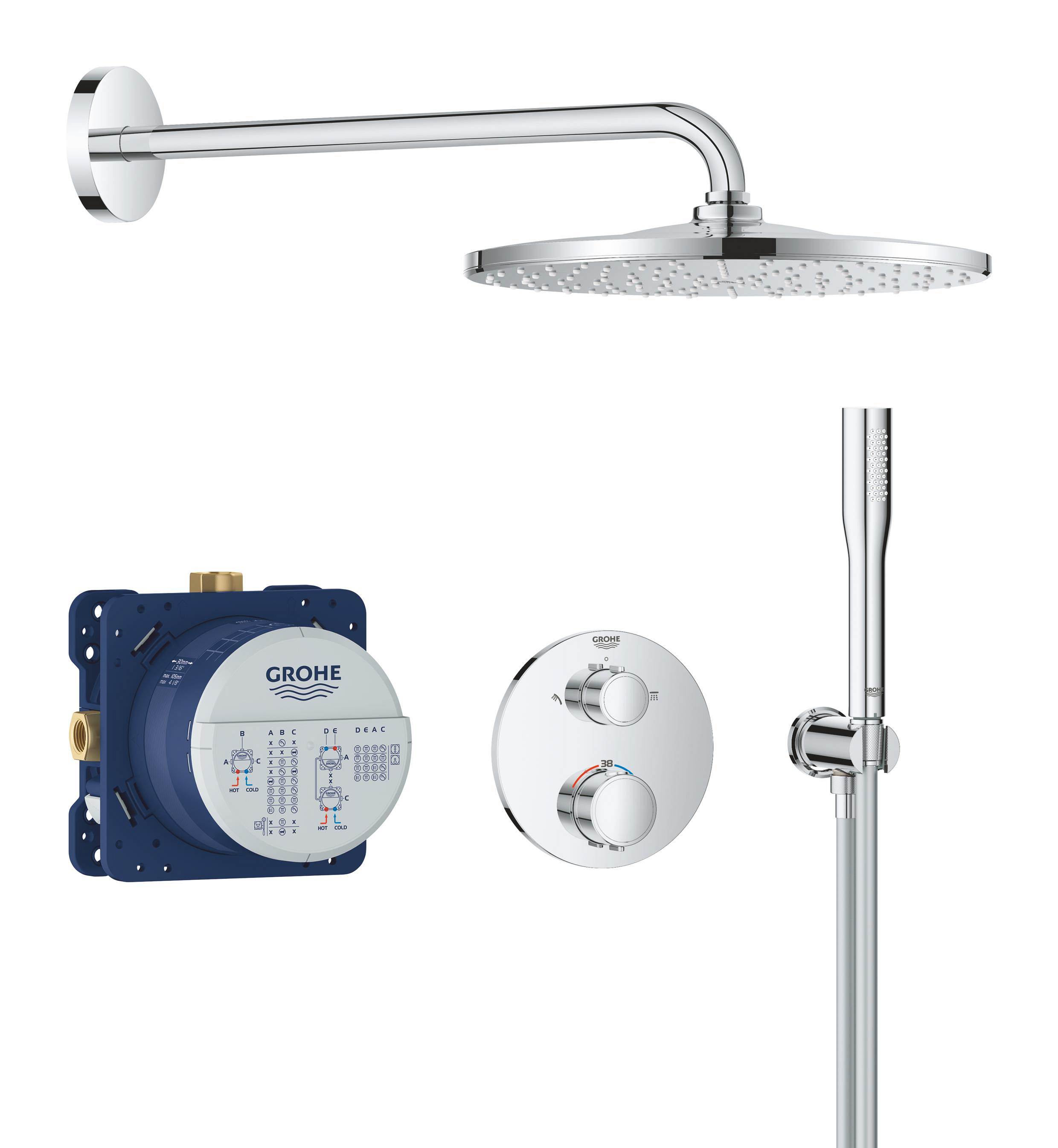 Grohe Vitalio Start zestaw prysznicowy podtynkowy termostatyczny z deszczownicą chrom 34880000 - Wysyłka w 24h