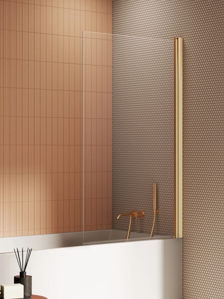 New Trendy New Soleo Gold Brushed parawan nawannowy 70 cm złoto szczotkowane/szkło przezroczyste P-0171