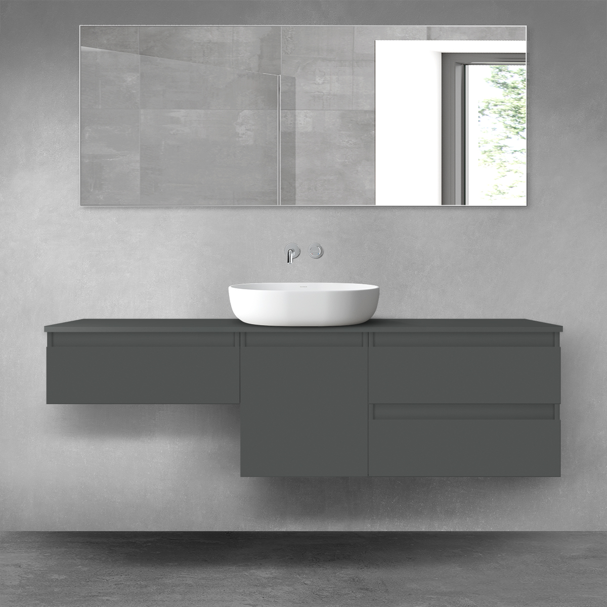 Oltens Vernal zestaw mebli łazienkowych 160 cm z blatem grafit mat 68472400 - Wysyłka w 24h