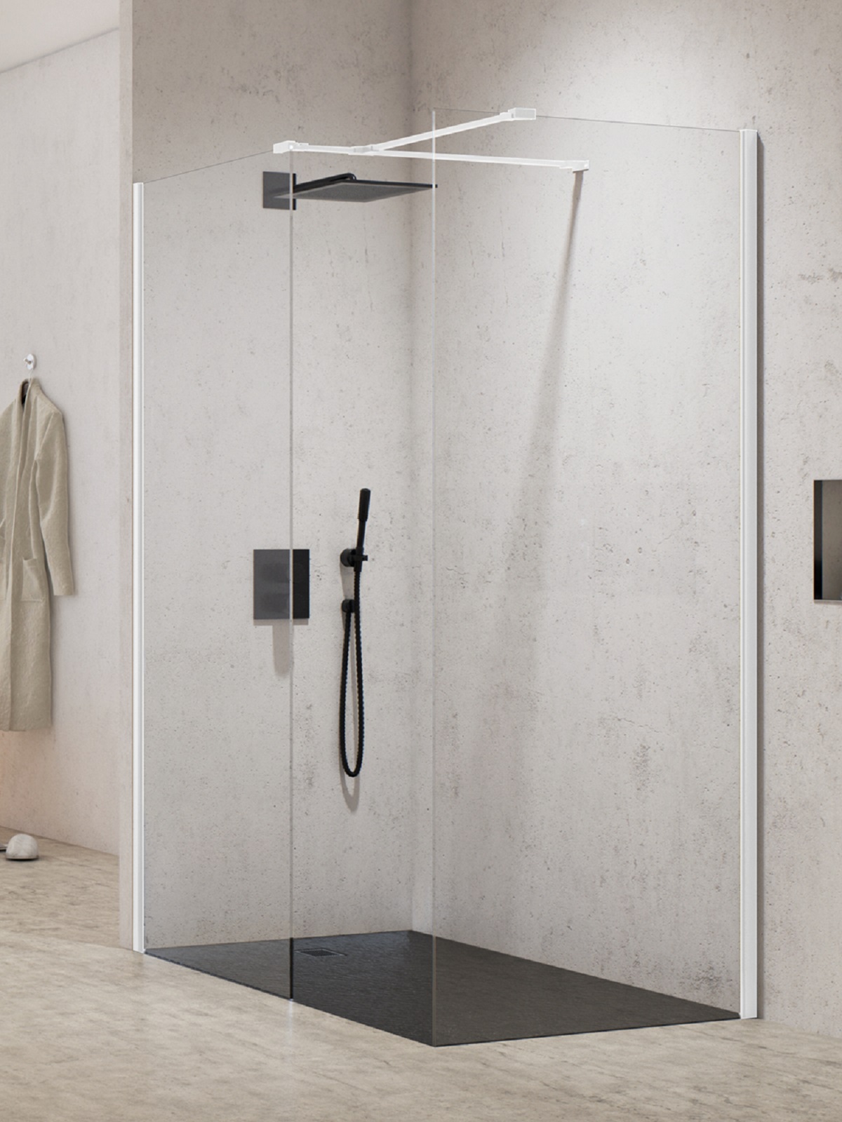 New Trendy New Modus White kabina prysznicowa walk-in 150x100 cm prostokątna biały mat/szkło przezroczyste EXK-2299
