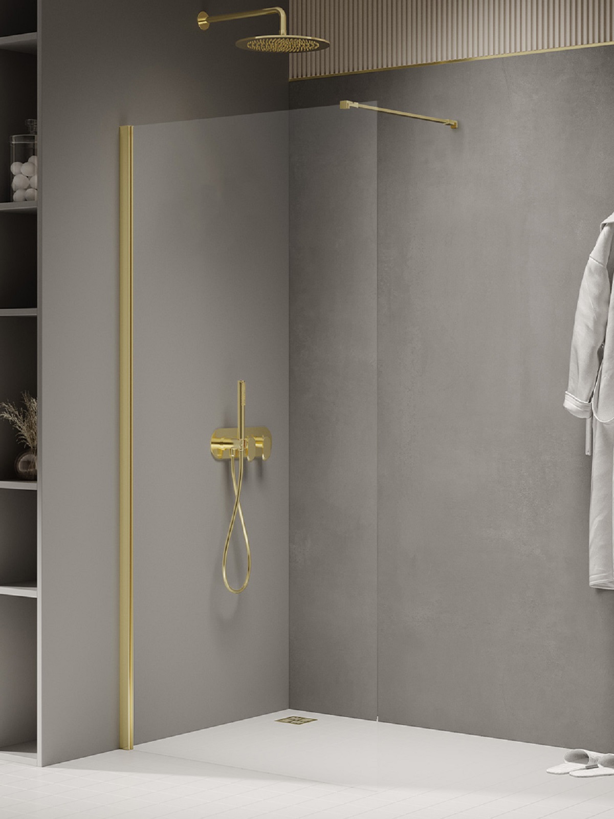 New Trendy New Soleo Light Gold ścianka prysznicowa walk-in 120 cm złoty połysk/szkło przezroczyste K-2098-WP