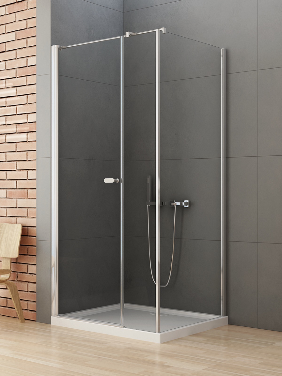 New Trendy New Soleo kabina prysznicowa 100x100 cm kwadratowa chrom połysk/szkło przezroczyste K-0632