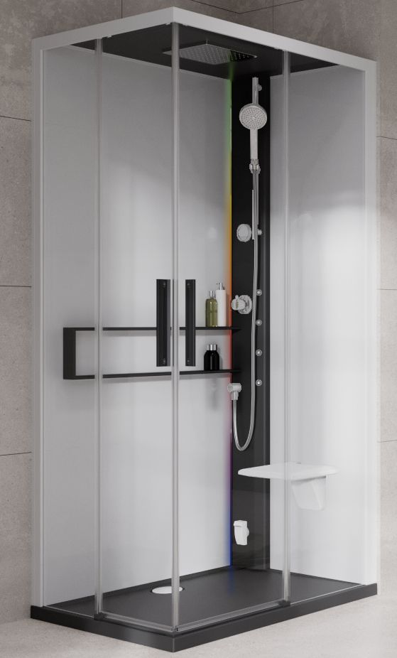 Novellini Glax 2 2.0 A kabina z hydromasażem 80x80 cm parowa z brodzikiem czarna G22A80M5-1HU