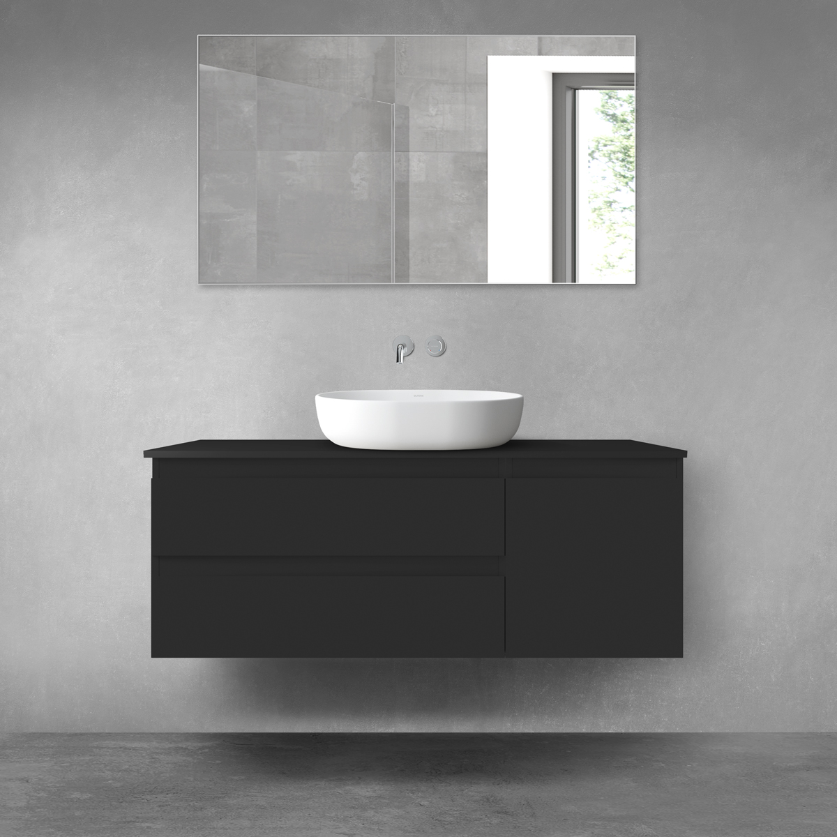 Oltens Vernal zestaw mebli łazienkowych 120 cm z blatem czarny mat 68208300 - Wysyłka w 24h